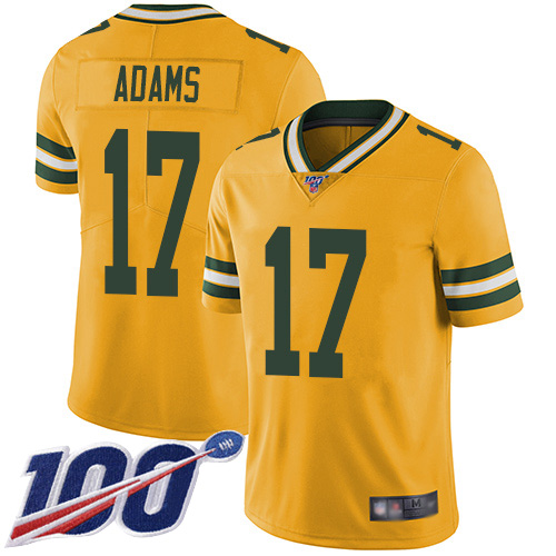 Green Bay Packers Limited Gold Men #17 Adams Davante Jersey Nike NFL 100th Season Rush Vapor Untouchable->green bay packers->NFL Jersey